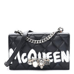 Calfskin Quilted Graffiti Knuckle Shoulder Bag Black