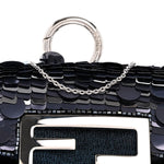 Sequin Paillettes Shiny Nappa Sex and the City Nano Maxi Buckle Baguette Charm Blue