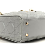 Lambskin Cannage Mini Lady Dior Gray Opaline
