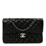 Lambskin Quilted Small Double Flap Black