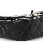 Lambskin Quilted Double Mini Flap Crossbody Black