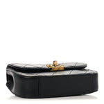 Lambskin Quilted Chain Infinity Waist Belt Bag Black
