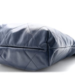 Shiny Calfskin Quilted Small Chanel 22 Navy