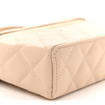 Caviar Quilted Top Handle Slim Vanity With Chain Beige