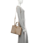 Jacquard Saffiano Triangolo Symbole Embroidered Small Tote Corda Talco