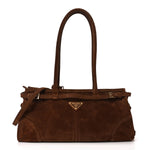 Suede Triangle Medium Bonnie Shoulder Bag Cacao