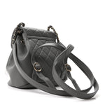 Lambskin Quilted Small Duma Drawstring Backpack Grey