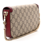 GG Supreme Monogram Azalea Calfskin Horsebit 1955 Mini Bag Beige Ebony Rosso Ancora