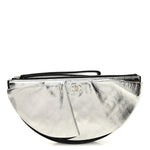 Metallic Lambskin Wave Clutch Black Silver