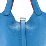 Taurillon Clemence Swift Eclat Picotin Lock 18 PM Bleu Frida Rose Mexico