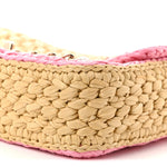 Raffia Chain Venice Beach Flap Bag Beige Pink