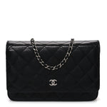 Caviar Quilted Wallet on Chain WOC Black