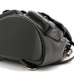 Shiny Caviar Quilted Medium Duma Pockets Drawstring Backpack Black