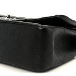 Iridescent Caviar Quilted Jumbo Double Flap Black