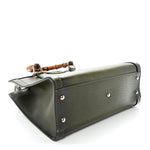 Textured Dollar Calfskin Web Small Diana Tote Bag Green Ombre