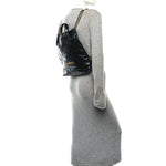 Shiny Calfskin Quilted Chanel 22 Backpack Black