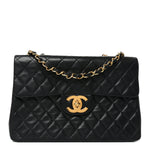 Lambskin Quilted XL Jumbo Single Flap Black