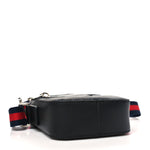 GG Supreme Monogram Appia Calfskin Web Small Camera Messenger Bag Black Grey