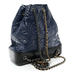 Aged Calfskin Quilted Gabrielle Backpack Navy Black
