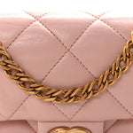 Lambskin Quilted Mini Heart Charms Flap Light Pink
