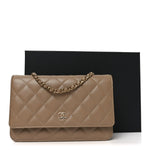 Caviar Quilted Wallet on Chain WOC Beige