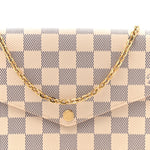 Damier Azur Pochette Felicie Chain Wallet Rose Ballerine