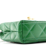 Shiny Aged Calfskin Quilted Mini Nano Kelly Shopper Green