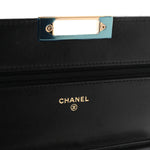 Lambskin Quilted Golden Class Wallet on Chain WOC Black