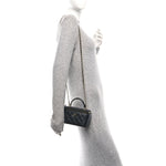 Lambskin Quilted Small Top Handle Vanity Case With Chain Black