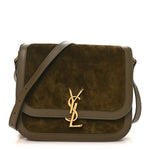 Suede Smooth Calfskin Monogram Medium Solferino Soft Satchel Olive