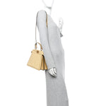 Raffia Embroidered Vitello King Shiny Nappa Intreccio Small Peekaboo I SEE U Satchel Sahara