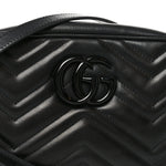 Calfskin Matelasse Monochrome Small GG Marmont Chain Shoulder Bag Black