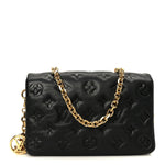 Lambskin Embossed Monogram Pochette Coussin Black