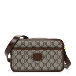 GG Supreme Monogram Azalea Calfskin Mini Retro Interlocking G Shoulder Bag Beige Ebony Brown Sugar