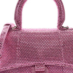 Strass Suede Hourglass Top Handle Bag XS Pink