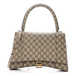 X GUCCI GG Supreme Monogram Medium Hourglass Top Handle Bag Beige Ebony