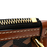 Coated Canvas Medium La Greca Signature Pouch Black Caramel