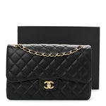 Caviar Quilted Jumbo Double Flap Black