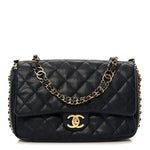 Caviar Quilted Small CC You Flap Navy
