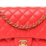Lambskin Quilted Medium Double Flap Dark Pink