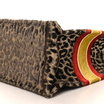 Canvas Velvet Embroidered Large Leopard Book Tote Tote Beige