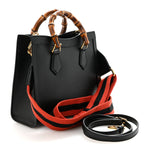 Textured Dollar Calfskin Web Small Diana Tote Bag Black Dusty Grey