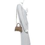 Coated Canvas BB Monogram Hourglass Top Handle Bag XS Beige Brown