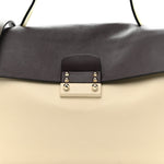 Calfskin Colorblock Mime Single Handle Bag Cream Burgundy Multicolor