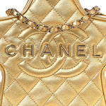 Metallic Lambskin Quilted Walk Of Fame Star Bag Gold
