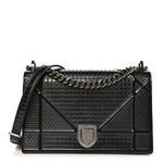 Metallic Patent Micro-Cannage Medium Diorama Flap Bag Onyx Black