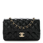 Lambskin Quilted Mini Rectangular Flap Black
