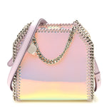 Holographic Faux Leather Mini Falabella Silver