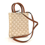 Triomphe Canvas Calfskin Mini Vertical Cabas White