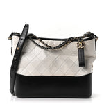 Aged Calfskin Quilted Medium Gabrielle Hobo Black White